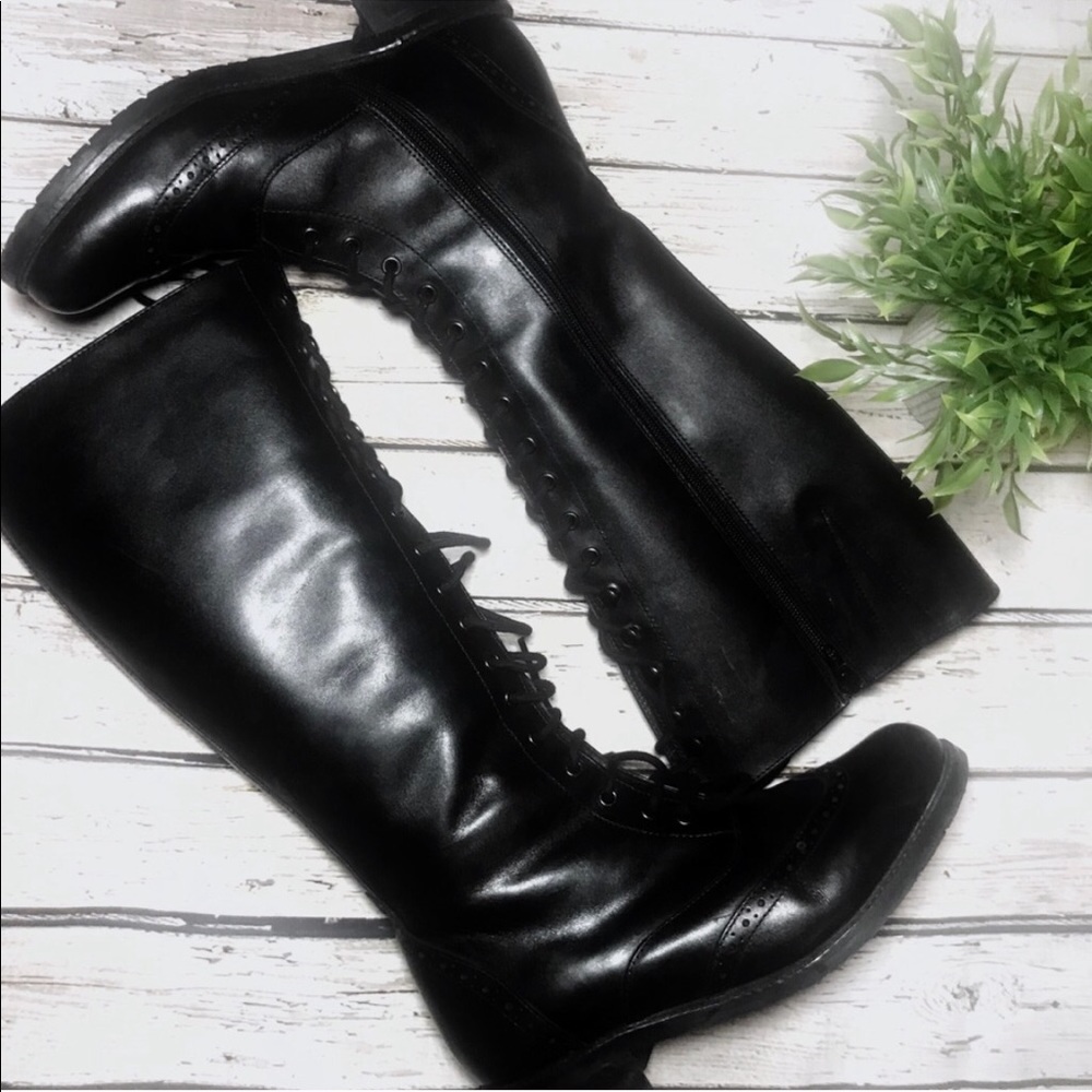 SANTANA WINGTIP TALL LACE UP COMBAT BOOT